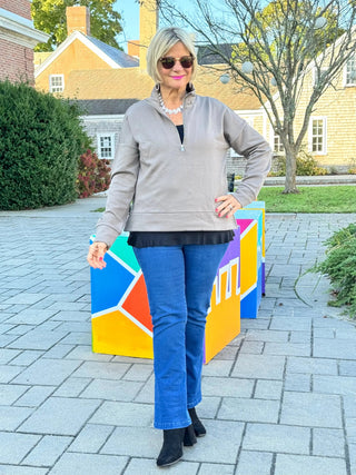 TAUPE HALF ZIPPER LULU-B