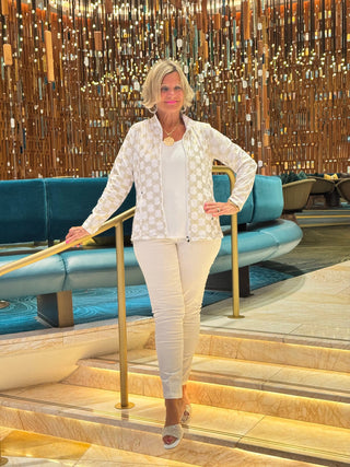 LULU-B WHITE & GOLD FULL ZIPPER JACKET LULU-B