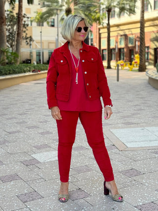 LULU-B RED TAILORED SLEEVE V LULU-B