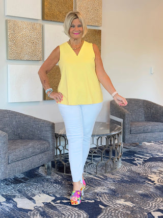 TAILORED YELLOW V SLEEVELESS V NECK - Cathys Place