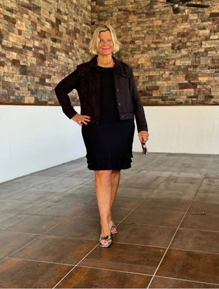 PERFECT BLACK RUFFLE DRESS LULU-B