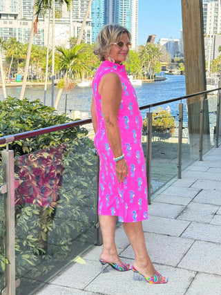 LULU B SEAHORSE BAY MIDI SLEEVELESS 1/4 ZIP MAXI DRESS LULU-B