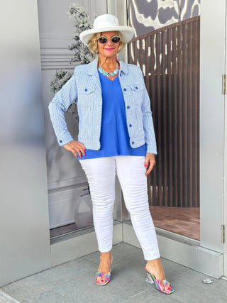 KEY WEST BLU SEERSUCKER  JACKET LULU-B