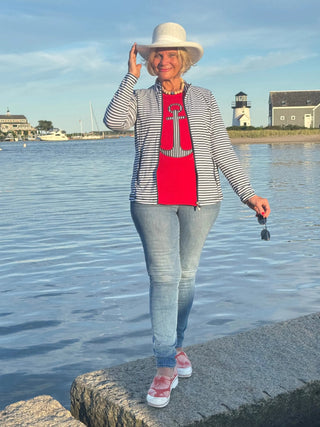 RED  NAVY STRIPED ANCHOR LULU-B