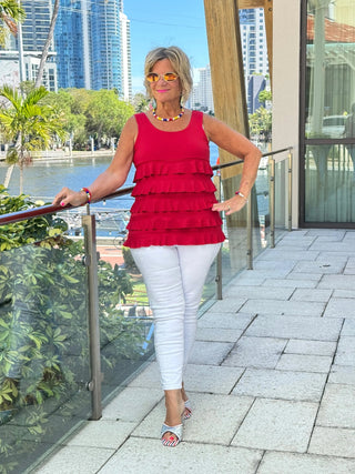 LULU-B CRIMSON RED CHA CHA TANK LULU-B