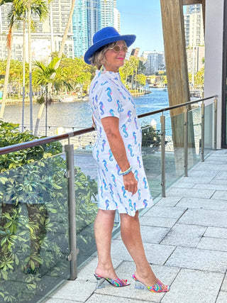 LULU B SHORELINE CHARM HALF ZIPPER SHORT SLEEVE DRESS LULU-B