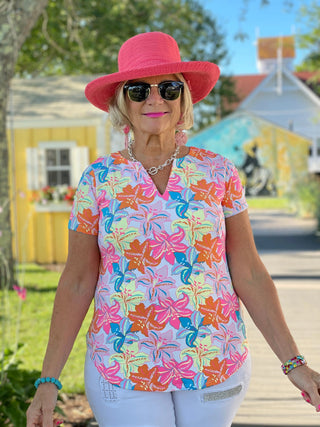 PALM BEACH GARDEN SHORT SLEEVE TOP LULU-B