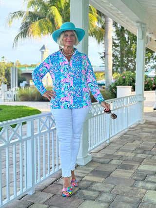 SPLASH OF PINK  HALF ZIPPER LULU-B