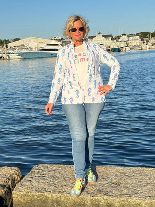 LULU-B WHITE BEACH TIME SWEATER LULU-B