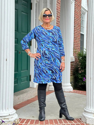 LULU-B SIZZLE BLUE SLEEVE DRESS LULU-B