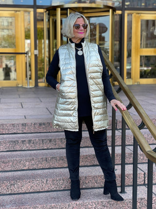 GOLD METALLIC HOLIDAY PUFFER VEST LULU-B