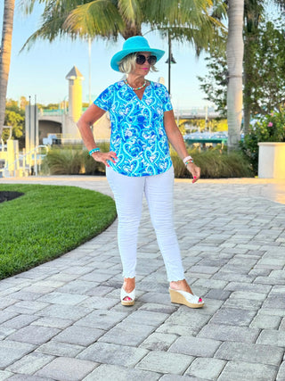 BLUE DREAMING SHORT SLEEVE TOP LULU-B