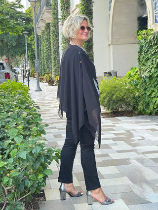 SWAROVSKI CRYSTAL BLACK ANCHOR STATEMENT TOP Cathys Place