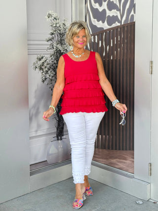 LULU-B CRIMSON RED CHA CHA TANK LULU-B