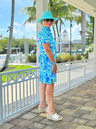 BLUE DREAMING HEARTS SHORT SLEEVE DRESS LULU-B