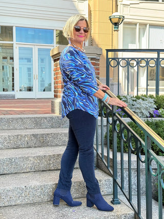 LULU-B SIZZLE BLUE ASYMMETRIC TOP LULU-B