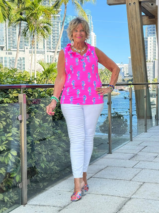 LULU B SEAHORSE BAY SLEEVELESS RUFFLE TOP LULU-B