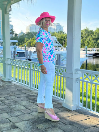 PINK PETALS SHORT SLEEVE TOP LULU-B