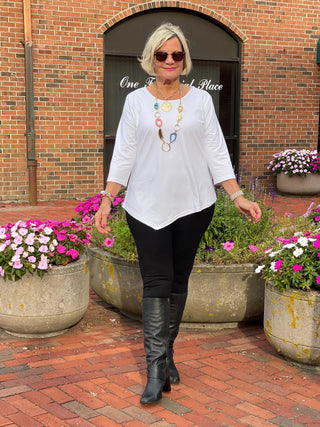 LULU-B WHITE ASYMMETRIC TOP LULU-B