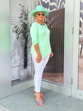 CLEAR LIME ASYMMETRIC TOP LULU-B
