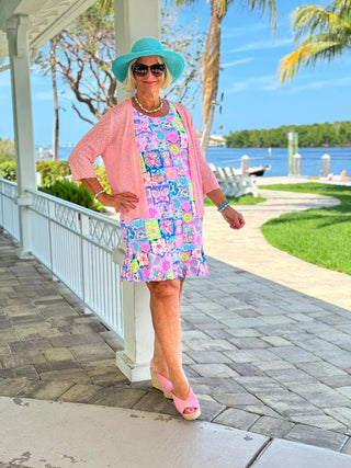 SANDY BEACH COLOR HALTER RUFFLE DRESS LULU-B