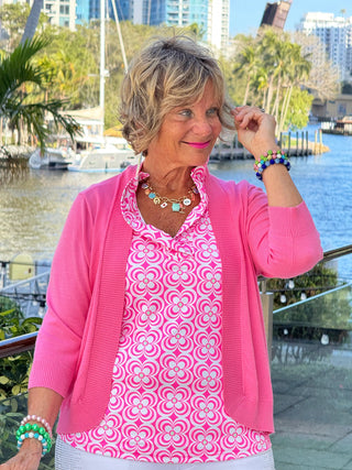 LULU B TROPIC PETALS SLEEVELESS RUFFLE TOP LULU-B