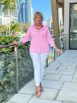 LULU B TROPIC PETALS RUFFLE TOP LULU-B