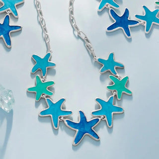 Enamel Starfish Link Necklace Accent fashions