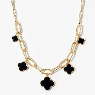 GOLD DIPPED BLACK  Quatrefoil Pendant Accent fashions
