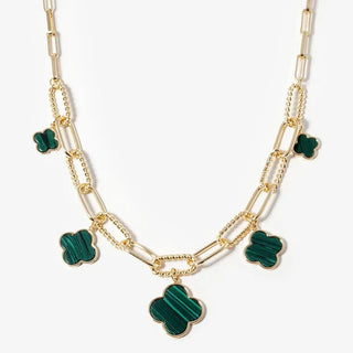 GOLD DIPPED GREEN Quatrefoil Pendant Accent fashions