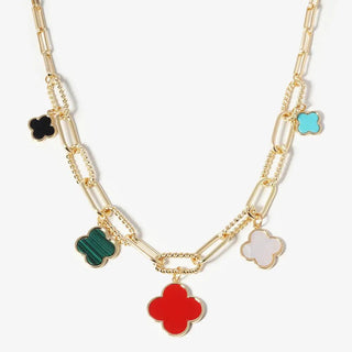 GOLD DIPPED MULTI Quatrefoil Pendant Accent fashions