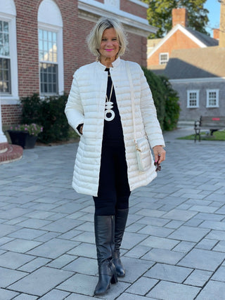 WINTER WHITE LONG PUFFER JACKET LULU-B
