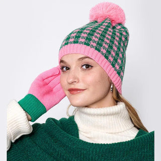 Patterned Pom Pom Beanie Hat Art Collections