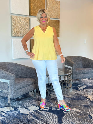 TAILORED YELLOW V SLEEVELESS V NECK - Cathys Place