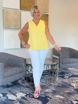 TAILORED YELLOW V SLEEVELESS V NECK - Cathys Place