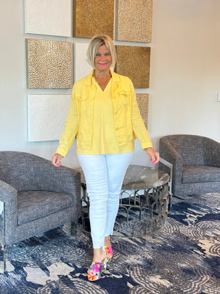 TAILORED YELLOW V SLEEVELESS V NECK - Cathys Place