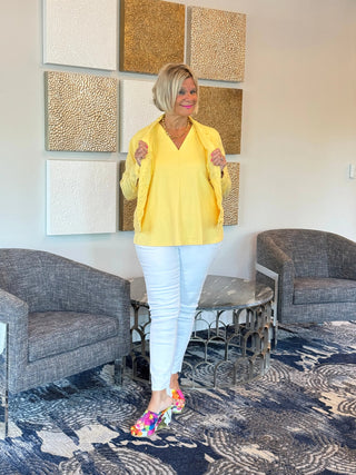 TAILORED YELLOW V SLEEVELESS V NECK - Cathys Place