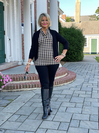 HOUNDSTOOTH RUFFLE TOP LULU-B