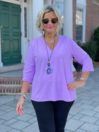 LULU-B LILAC TAILORED V SLEEVE TOP LULU-B