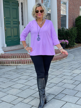 LULU-B LILAC TAILORED V SLEEVE TOP LULU-B