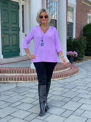 LULU-B LILAC TAILORED V SLEEVE TOP LULU-B
