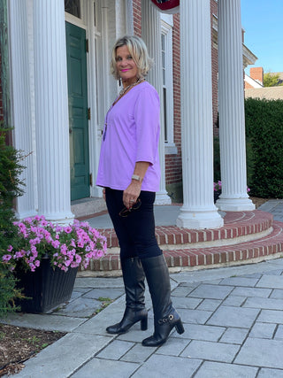 LULU-B LILAC TAILORED V SLEEVE TOP LULU-B