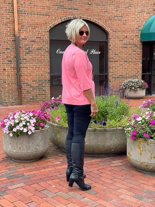 LULU-B CORAL TAILORED V SLEEVE TOP LULU-B