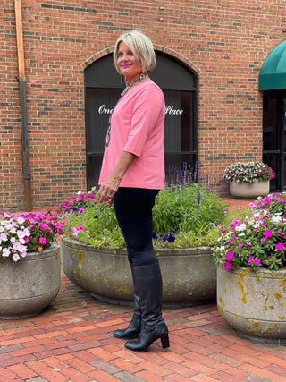 LULU-B CORAL TAILORED V SLEEVE TOP LULU-B