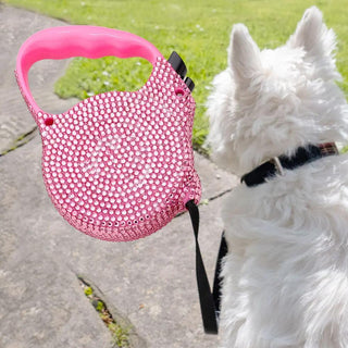PINK Bling Bone Retractable Dog Leash BEACH STYLE