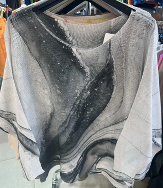 Tie-dye  Black  Round Knit Long Sleeves Sweater LOOWIE