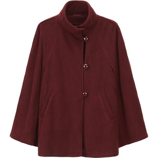 BURGUNDY Womens Cape Poncho Coat Cathys Place