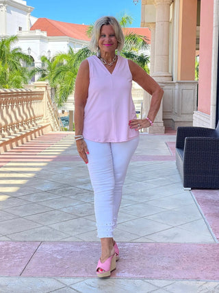 TAILORED LIGHT PINK V NECK - Cathys Place
