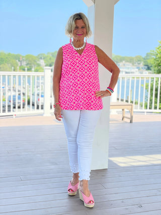 TAILORED PINK DIAMOND V SLEEVELESS LULU-B