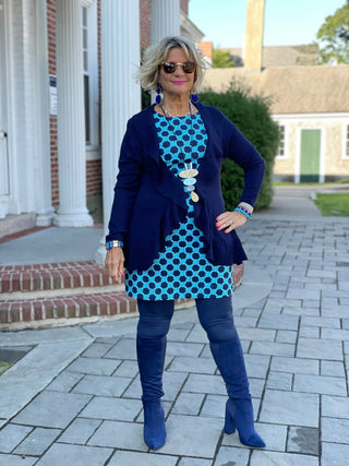 CAROLINE NAVY RUFFLE SWEATER LULU-B
